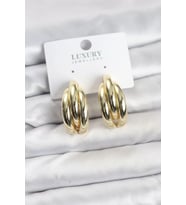 Gold Renk Pirinç Yarım Halka Model Kadın Küpe - TJ-BKP11602