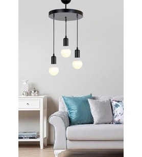 RİOLİGHT MODERN 3XE27 DUYLU SİYAH METAL SARKIT AVİZE TABAN ÇAPI:30CM