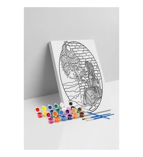 Peri Kızı Desenli Mandala Tuval Boyama Seti 40x50 cm