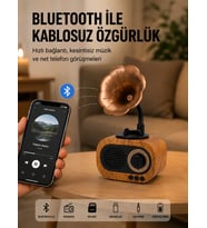 Mini Nostaljik Bluetooth Hoparlör FM Radyo 8 Saat Batarya Yeni Nesil
