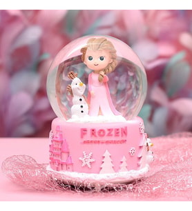 Frozen Orta Boy Işıklı Müzikli Kar Küresi-Pembe