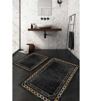 Dijital Baskılı Kaymaz Taban Yıkanabilir 2'li Klozet Takımı Banyo Paspası NDKZ-HT-1244 (Gold)