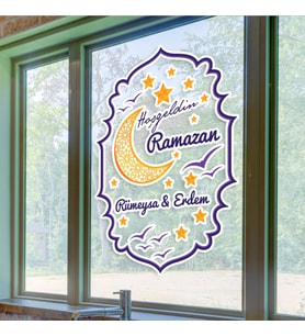 Kişiye Özel Hoşgeldin Ramazan Cam - Duvar Sticker Seti HK2550 (Çok Renkli)