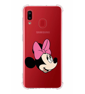 Samsung Galaxy A30 Köşe Korumalı Antişok Kapak Minnie Mouse Tasarımlı Şeffaf Kılıf