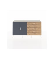 Arges Konsol 4 Raflı 5 Çekmeceli 2 Kapaklı 176x30x99 Aytaşı-Antrasit/Çam