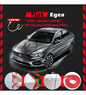 Fiat Egea Oto Araç Kapı Koruma Fitili 5metre Parlak Kırmızı Renk
