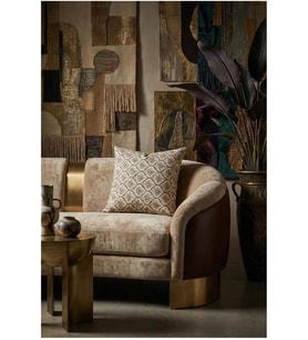 Melisa Damask Baskılı Duck Kumaş Kahverengi Kırlent 45*45 Cm - 807