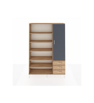 Arges Dolap 9 Raflı 3 Çekmeceli Tek Kapaklı  132x30x195 Çam-Antrasit/Çam