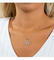 Opal Taşlı Toplu Kar Tanesi Gümüş Kolye (Gümüş)