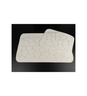 Mera Kaymaz Taban 2'li Pamuklu Banyo Paspası Yıkanabilir 60x100 50x60cm Banyo Halısı Ekru