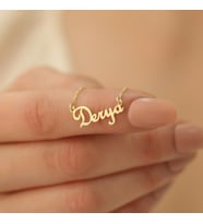 Kişiye Özel 925 Ayar Gümüş Şık İsim Kolye (Gold) Sevgiliye Doğum Günü Hediye