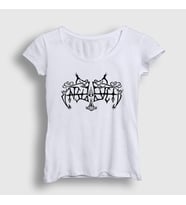 Presmono Kadın Beyaz Logo Metal Enslaved T-Shirt 527888tt (Beyaz)