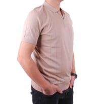 Dagoster DMG23-511228 Bej Günlük Fermuarlı Polo Yaka Erkek Tişört