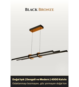Cosmo Bronz Lineer LED Sarkıt Avize – Kumandalı Dim Edilebilir – Yukarı & Aşağı Işık