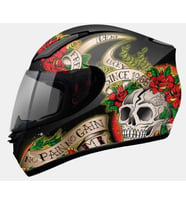 MT REVENGE SKULL & ROSE KAPALI KASK GLOSS BLACK RED 2X-LARGE (Gri-Kırmızı)