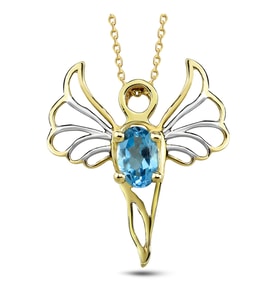 Barış Meleği Mavi Topaz Taşlı Kolye (Mikail)