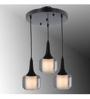 TT603-3Y-FULLSY TT Aydınlatma Mat Siyah 3 lü Silindir Çift Camlı Yuvarlak Avize