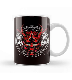 Japan Warrior Skull Samurai Kendo Katana Ninja Shinobi Mempo Kupa Bardak Porselen