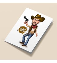 Kişiye Özel Karizmatik Kovboy Karikatürlü Tebrik Kartı