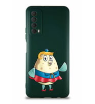 Huawei P Smart 2021 Soft Premier Kapak Bayan Puff Tasarımlı Silikon Kılıf - Yeşil (Şeffaf)