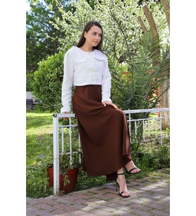 BELİ LASTİKLİ SÜPER KLOŞ ETEK Vizon