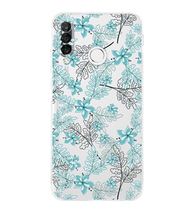 PrintiFy Huawei P30 Lite Uyumlu Kamera Korumalı Floral Su Yeşili Tasarımlı Şeffaf Silikon Kılıf