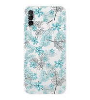 PrintiFy Huawei P30 Lite Uyumlu Kamera Korumalı Floral Su Yeşili Tasarımlı Şeffaf Silikon Kılıf