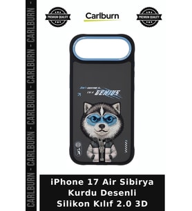 iPhone 17 Air Sibirya Kurdu Desenli Silikon Kılıf 2.0 3D Kamera Korumalı Hayvan Figürlü Stil Sahibi