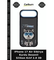 iPhone 17 Air Sibirya Kurdu Desenli Silikon Kılıf 2.0 3D Kamera Korumalı Hayvan Figürlü Stil Sahibi