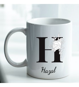 Kişiye Özel İsim ve Fotoğraf Baskılı H Harfli Kupa Bardak No:014