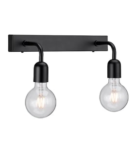 RİOLİGHT VİNTAGE,RUSTİK,RETRO 2XE27 SİYAH METAL AYNA ÜSTÜ DUVAR APLİK UZUNLUK:30CM