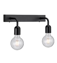 RİOLİGHT VİNTAGE,RUSTİK,RETRO 2XE27 SİYAH METAL AYNA ÜSTÜ DUVAR APLİK UZUNLUK:30CM