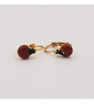 Gold Vip Vintage Tasarım Küpe Taşsız Uğur böceği (Gümüş)