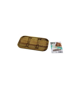 AKASYA DİKDÖRTGEN 3 BÖLMELİ=2+1  AHŞAP SERVİS SUNUM TEPSİ - TAHTASI  25 X 14 X 1.4CM (5343)