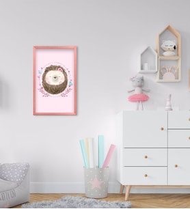 BK Home Sevimli Kirpi Tasarımlı Dekoratif Pembe Ahşap Çerçeveli Çocuk Odası Tablo-3