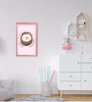 BK Home Sevimli Kirpi Tasarımlı Dekoratif Pembe Ahşap Çerçeveli Çocuk Odası Tablo-3