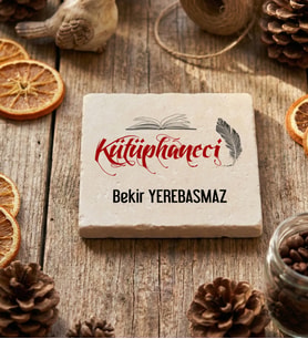 Kişiye Özel Kütüphaneci Bardak Altlığı  Hediyesi (Krem)