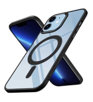 Coverzone iPhone 12 Pro ile uyumlu K?l?f Wireless ?arj �zellikli Metal buton Z-Krom MagSafe ile uyumlu ?effaf Transparan Double Color Silikon Kapak Siyah