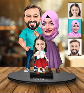 Kişiye Özel Aile Tasarımlı Karikatür Biblo 199