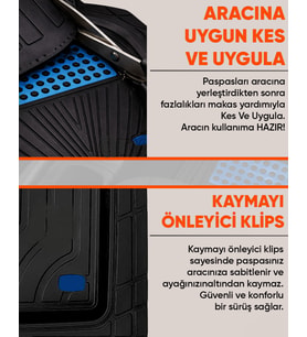 Volkswagen Polo Hb 1987-2000 Model Uyumlu ENEROXX MAVİ 5D Havuzlu Paspas Universal-Yumuşak Kaymaz Taban