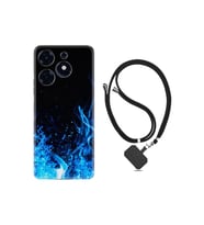 Spark 10 Pro Kılıf Silikon Boyun Askılı İpli Desenli Silikon Blue Fire 1678