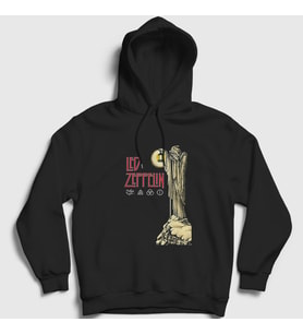 Presmono Unisex Siyah Stairway Led Zeppelin Kapüşonlu Sweatshirt 96732tt
