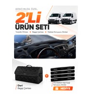 e-biz RENAULT MASTER (2011-2021) Uyumlu Torpido Örtüsü + Deri Bagaj Çantası Seti - Siyah - RE037
