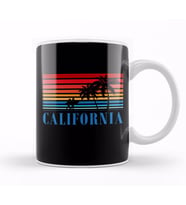 California Blue Surfers Sunset Stripes Kupa Bardak Porselen
