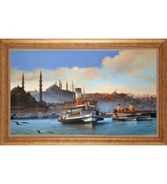 Çerçeveli Paspartulu Manzara Tablo bm1222 (Gold)
