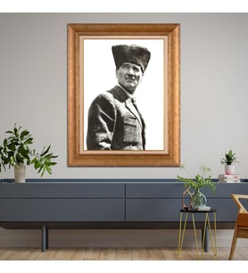 Altın Varaklı Paspartulu Çerçeveli Tablo rv989