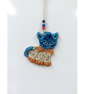 Seramik Mini Kedi Dekoratif Duvar Süsü 10x12 cm