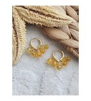 Sitrin Taşı Salkım Küpe Doğaltaş Gold Küpe Modeli
