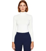 Kadın Casual Günlük Esnek Vücuda Oturan Balıkçı Yaka Uzun Kollu Örme Bluz Cool & Comfort Tarzıyla