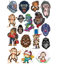 Maymun Goril Sticker Set 20 Parça Telefon, Tablet, Defter, Laptop Sticker